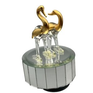 Vintage Swan Music Box, mirrored Rotating Music Box Somewhere over the Rainbow